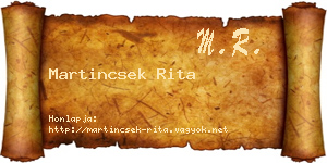 Martincsek Rita névjegykártya